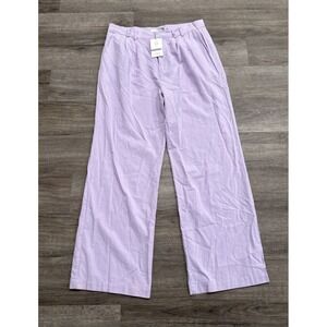 Sophie Rue Pants Women XL Pleated Linen Blend Lavender Wide Leg